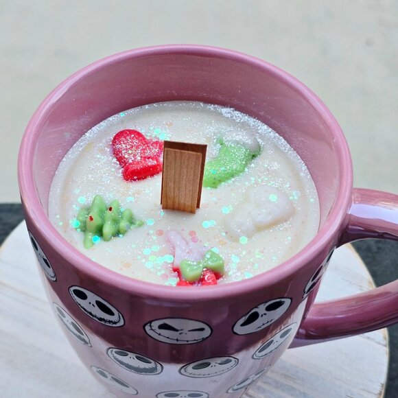 Holiday Candle ✦ Apple Cinnamon ✦ Soy Wax in Oversized Jack Skellington Mug NWT - Picture 3 of 6